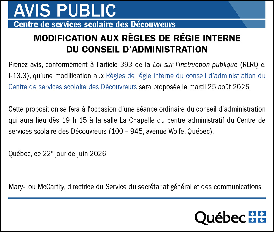 Avis public - CA